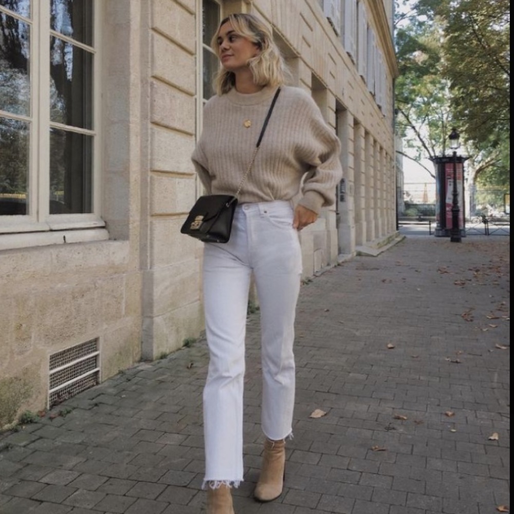Frayed Culottes Jeans WHITE wide Leg